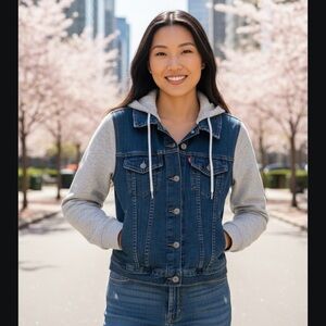 Levi's Denim Jacket with Black and Gray Details NWOT